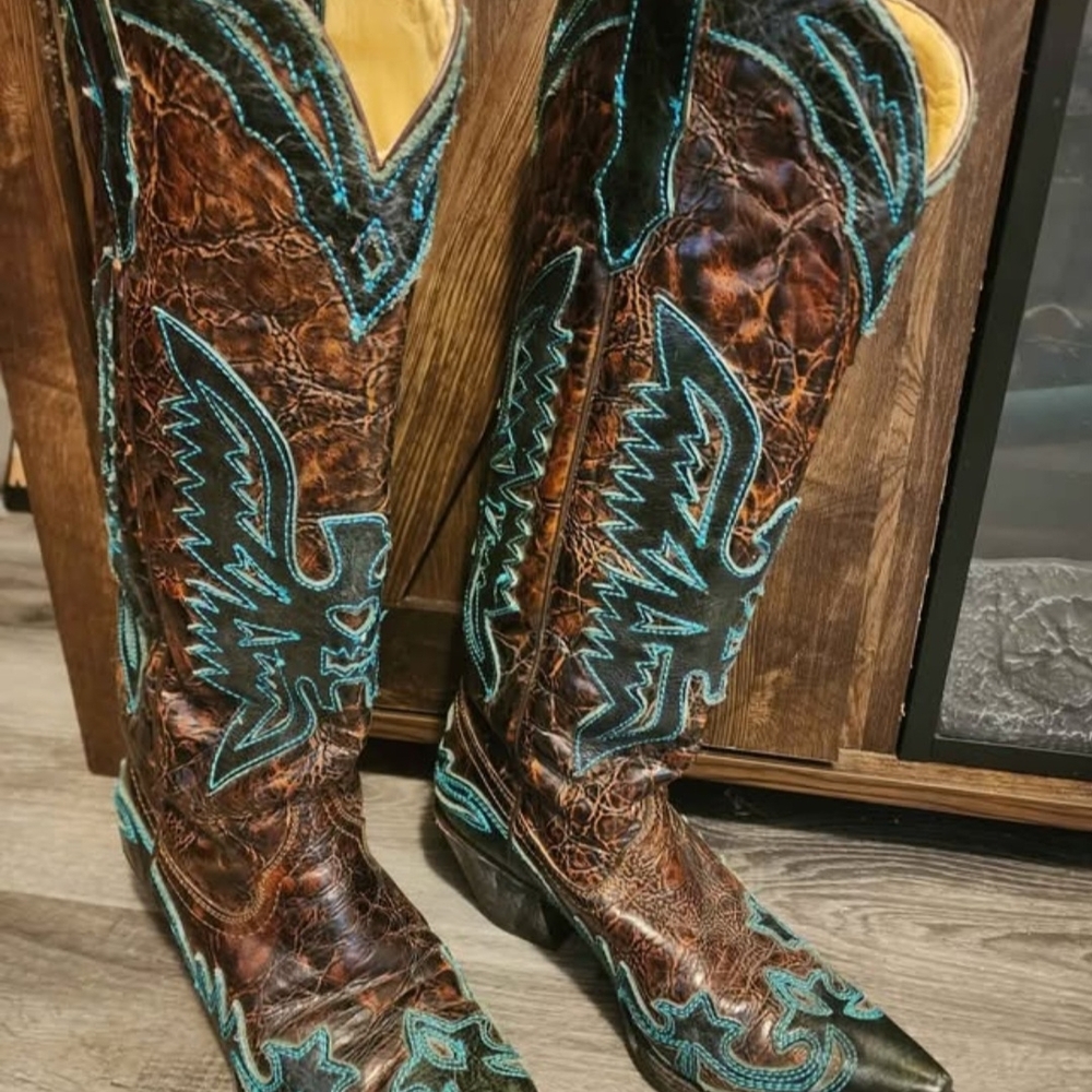 Corral Brown and Teal Western Boots